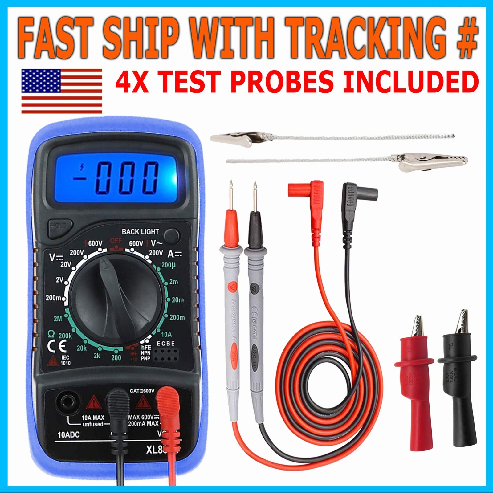 Digital Multimeter AC DC Voltmeter Ammeter Ohmmeter Volt Tester Meter WITH BAT