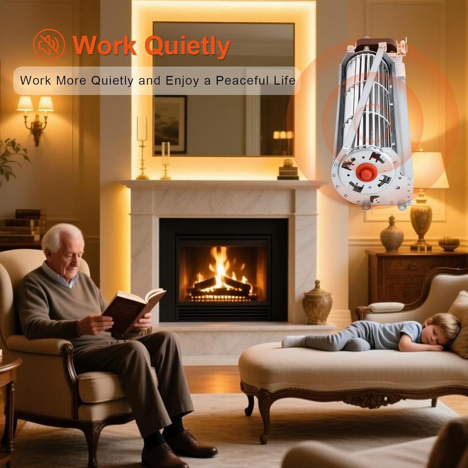 Replacement Fireplace Blower Kit for 3.23″ x 3.73″ x 12.5″