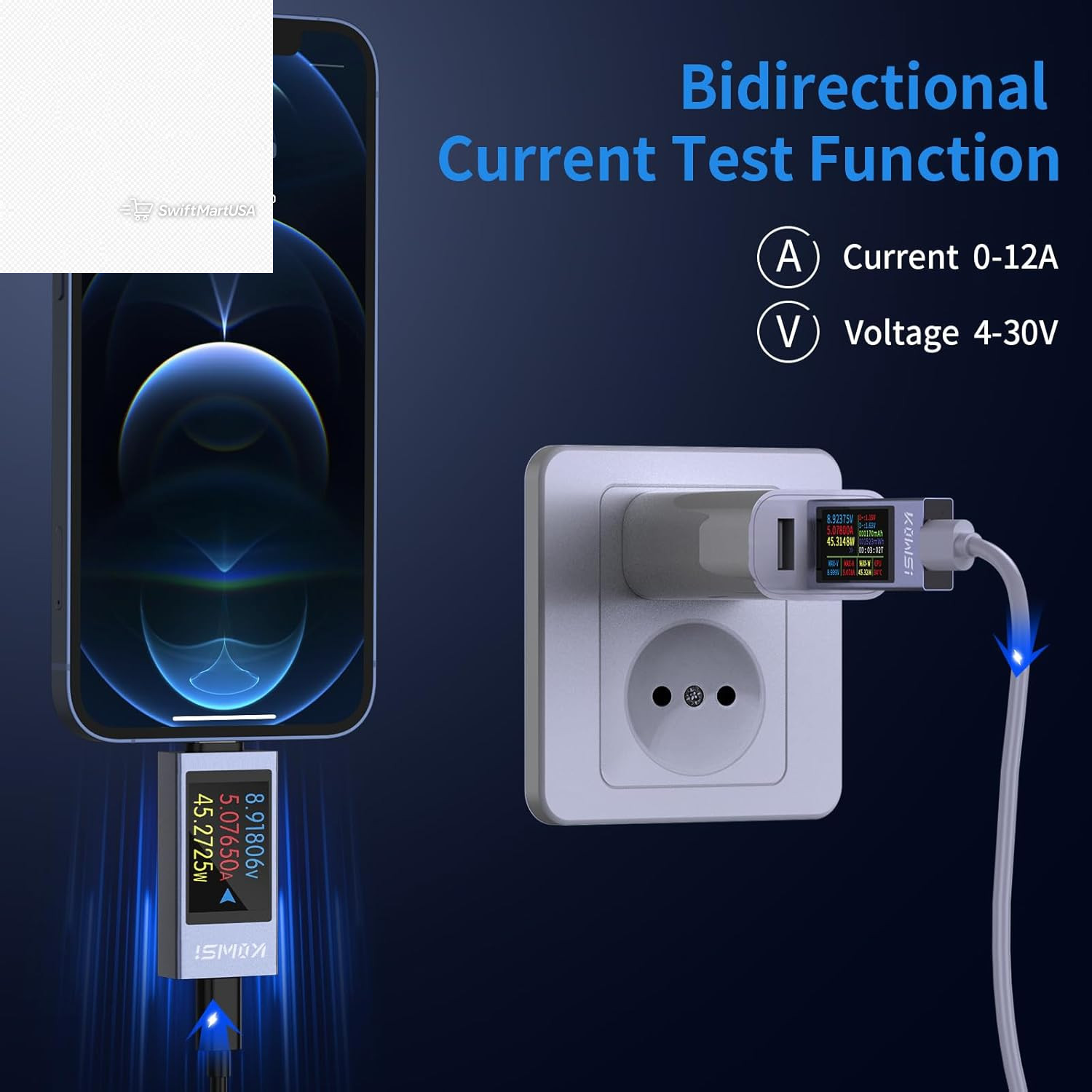KWS-2303C USB C Tester Power Meter 360W Type-C PD Digital Multimeter Voltmeter