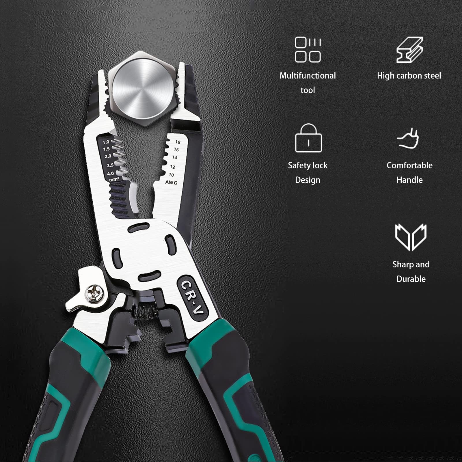 10-in-1 Wire Stripper and Cutter Tool Professional Electrical Pliers Green