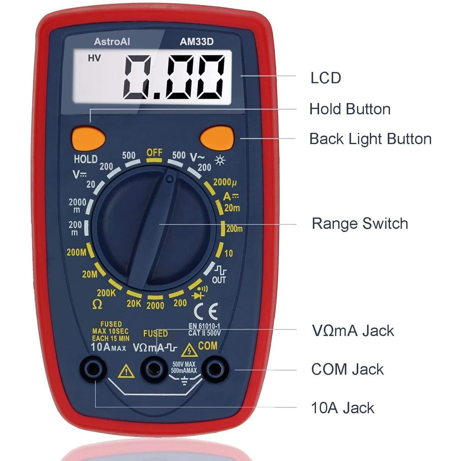 Digital Multimeter Tester 2000 Counts with DC AC Voltmeter and Ohm Volt