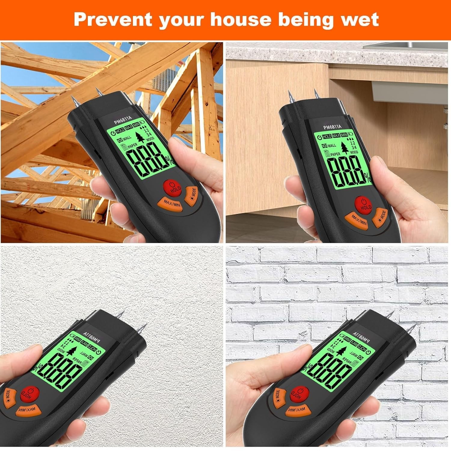 Wood Moisture Meter, with Battery and LCD Display, Suitable for Quick Determi…