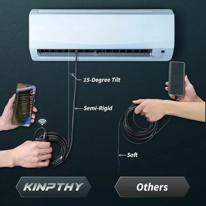 KINPTHY WiFi Inspection Camera Semi-Rigid 7.9mm Waterproof 2560x1440P Android i…