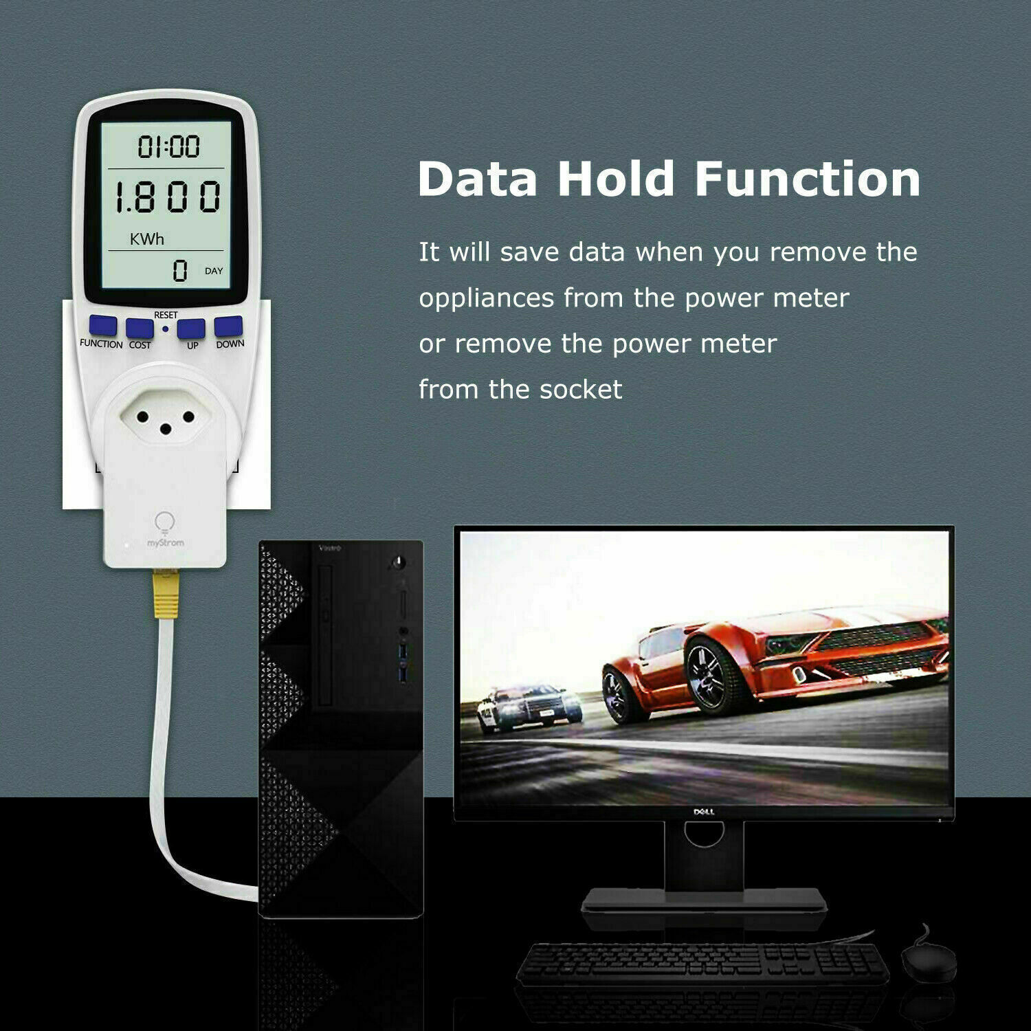 LCD Power Meter Plug Consumption Electricity Usage Energy Watt Amps Volt Monitor
