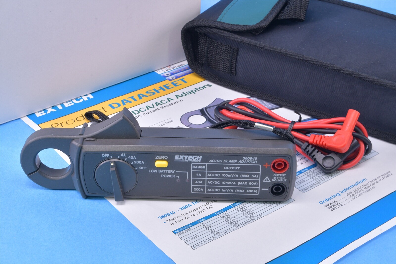 Extech 200A AC/DC Clamp-on Probe Adaptor Works w/ DMM or Oscilloscope