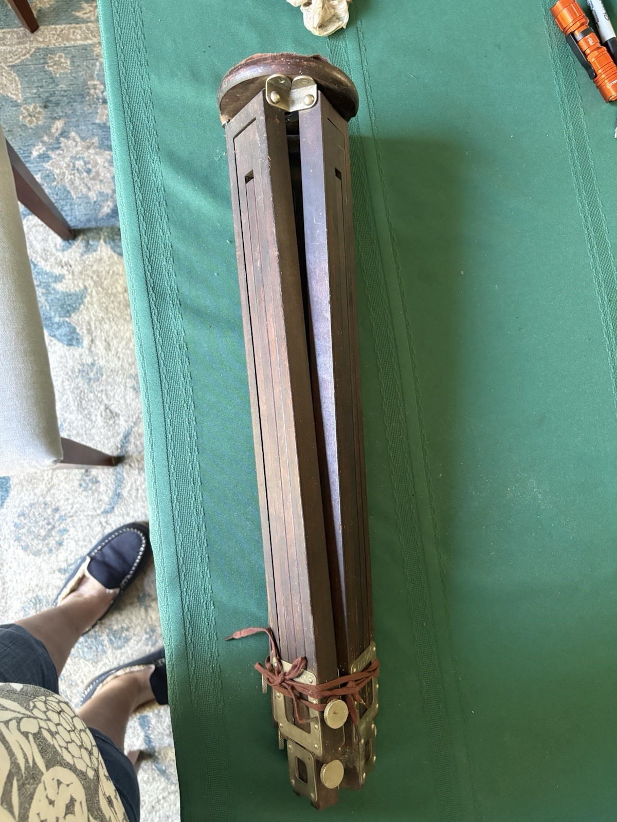 Vintage EastKo Wooden Surveyor Tripod Nickel Plated Hardware 53” Adjustable USA