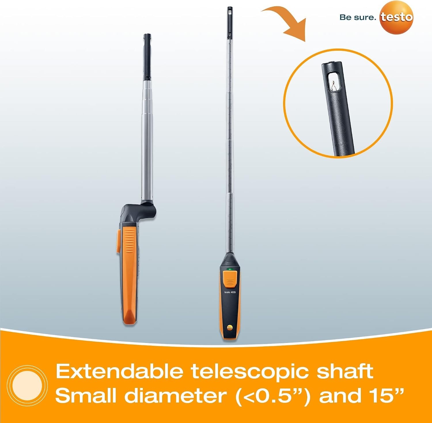 Handheld Anemometer Metal Plastic 15-inch Extendable Bluetooth HVAC airflow