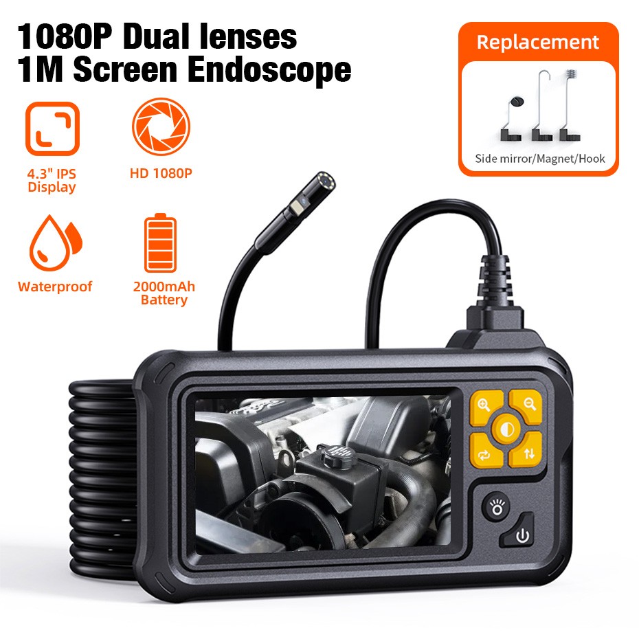 3.28FT 4.3inch Inspection Snake Camera 8mm HD Industrial Endoscope Borescope
