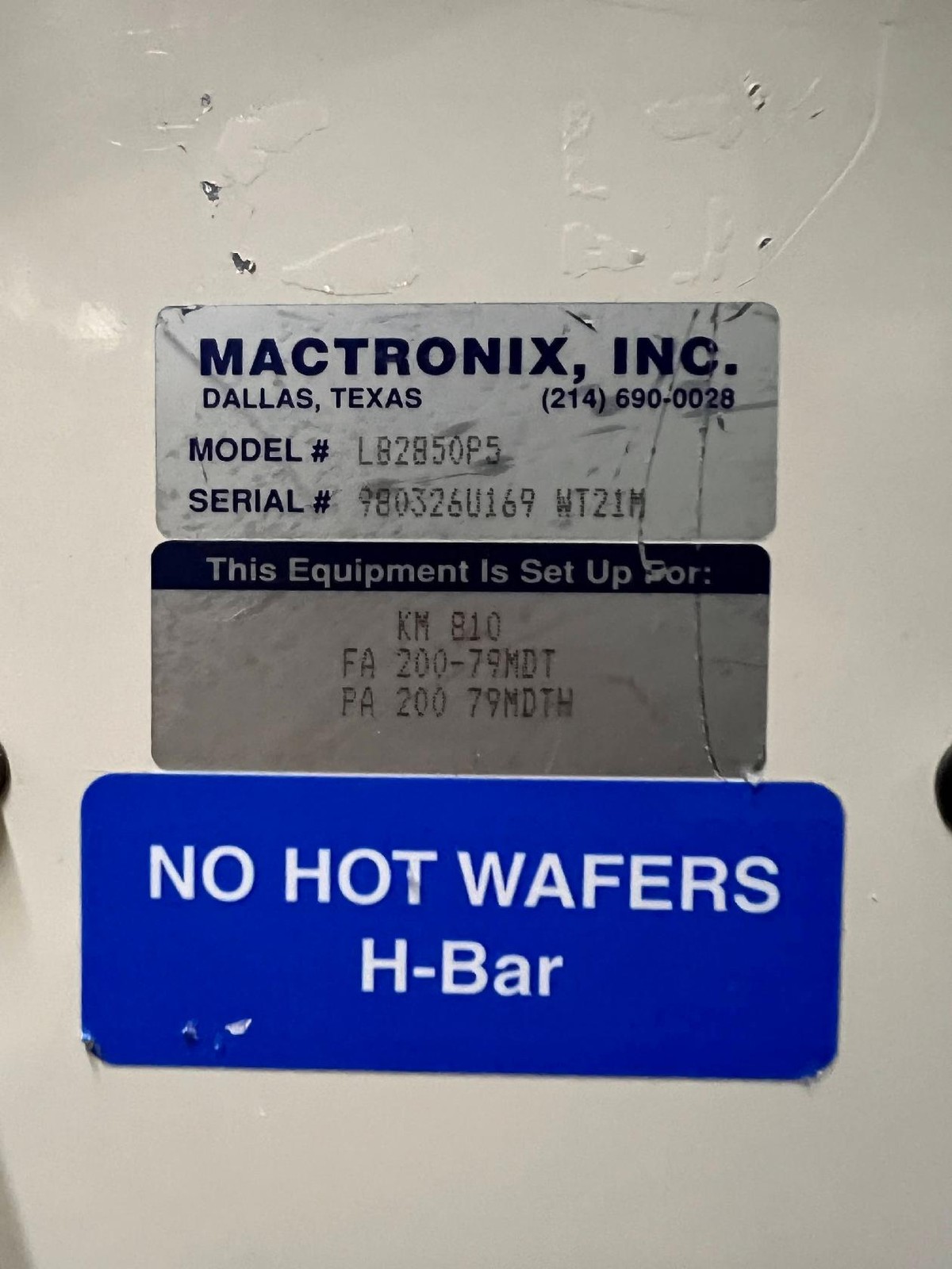 Mactronix Eureka 4 (LB2850PS) Wafer Transfer & Handling