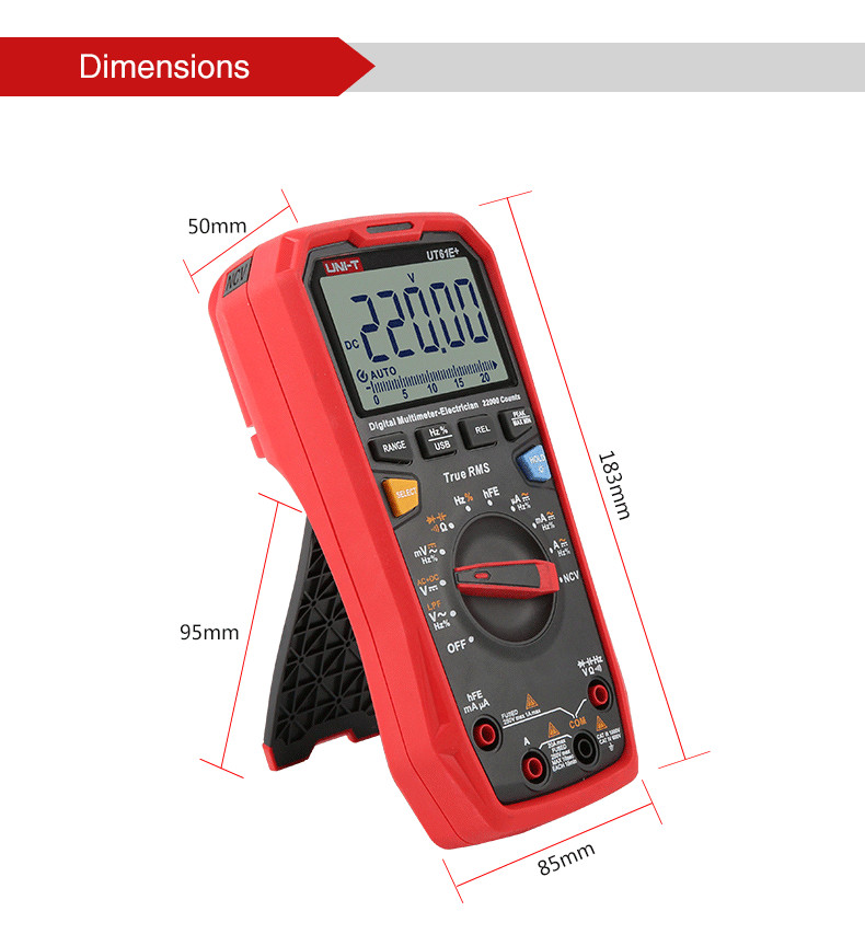 UNI-T TRUE RMS Multimeter Digital AC DC Amp Voltmeter LPF Cap Freq Tester UT61E+