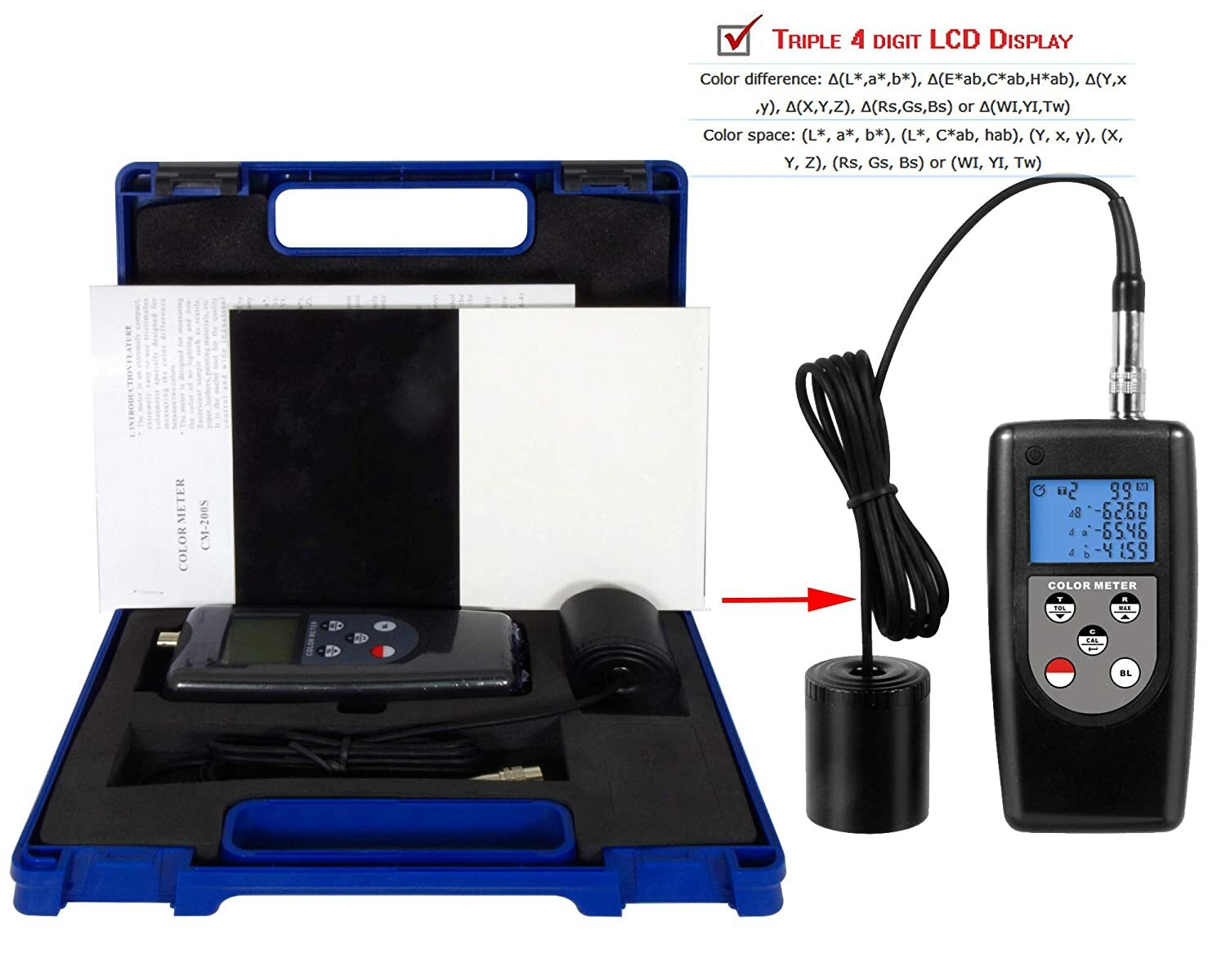 Digital Color Meter Tristimulus Colormeter Color Difference Tester Colorimeter