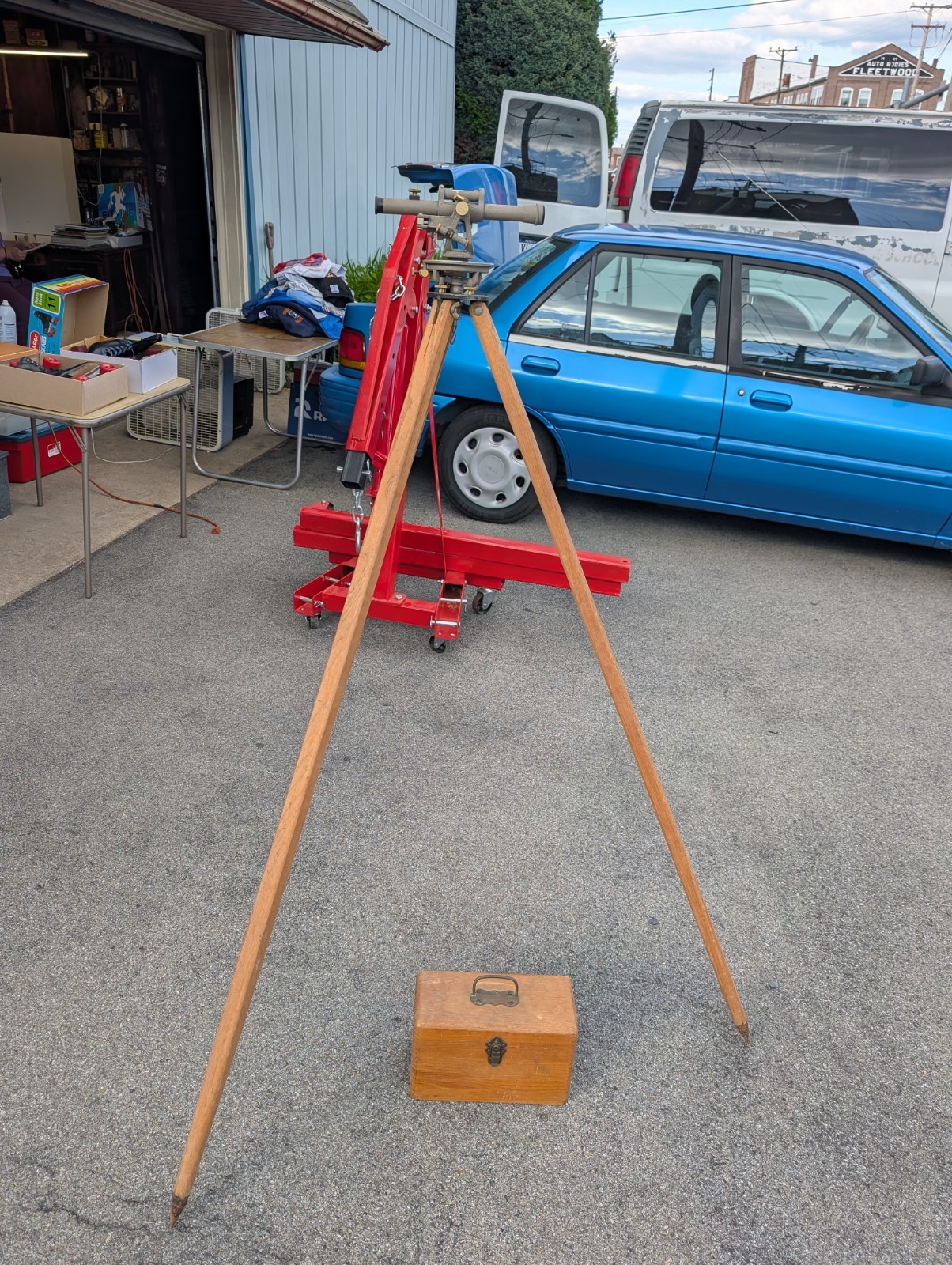Vintage DAVID WHITE Surveyor Transit Level With Case Tripod Antique Brass