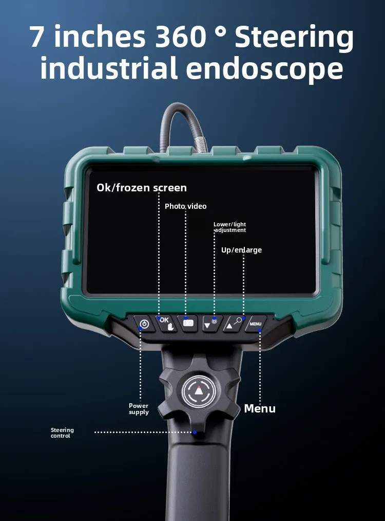 7-inch Borescope big-screen 360° rotating wide-angle camera endoscope car check