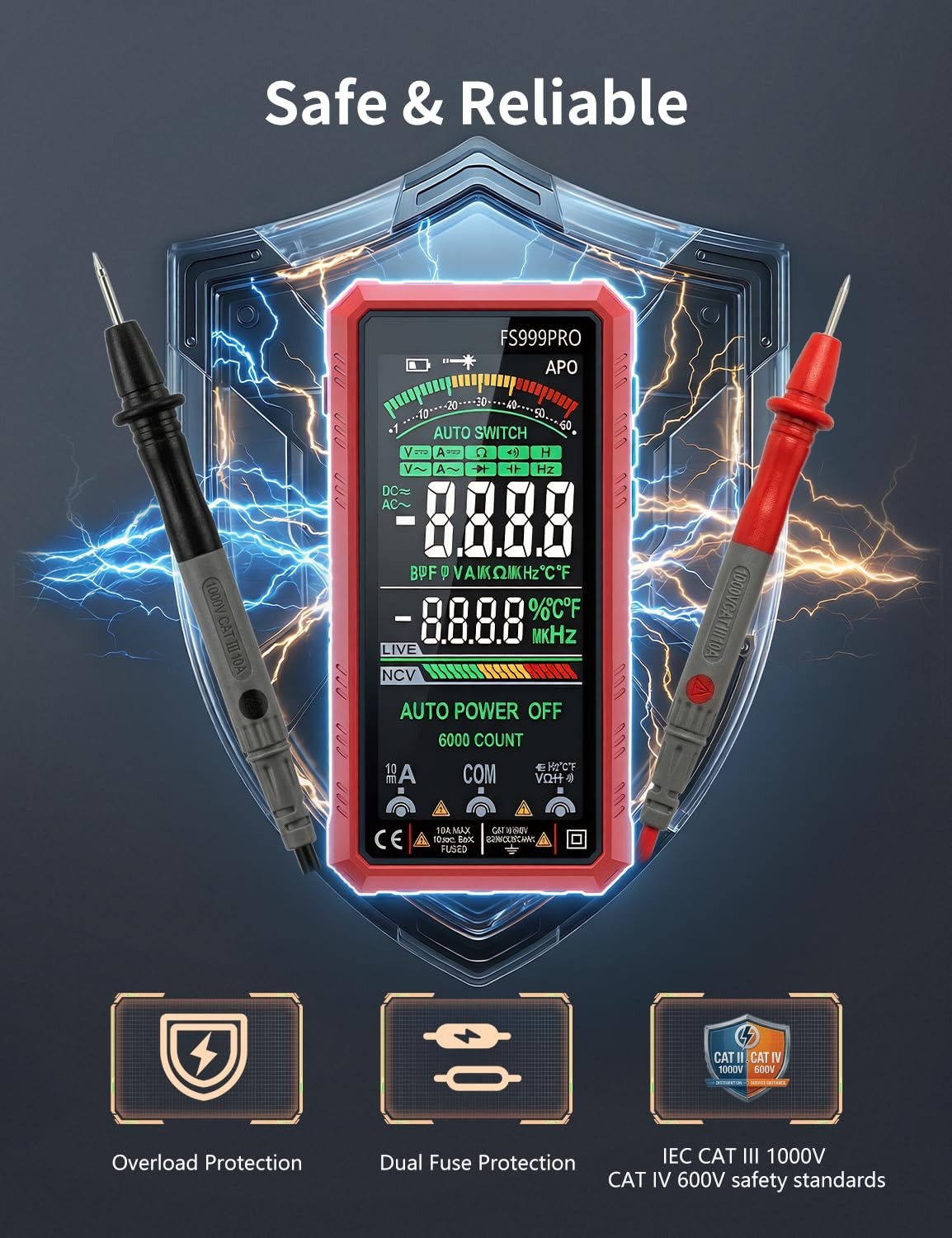 Digital Multimeter, Auto-Ranging Smart Electrical Tester, 6000 Counts TRMS, U…