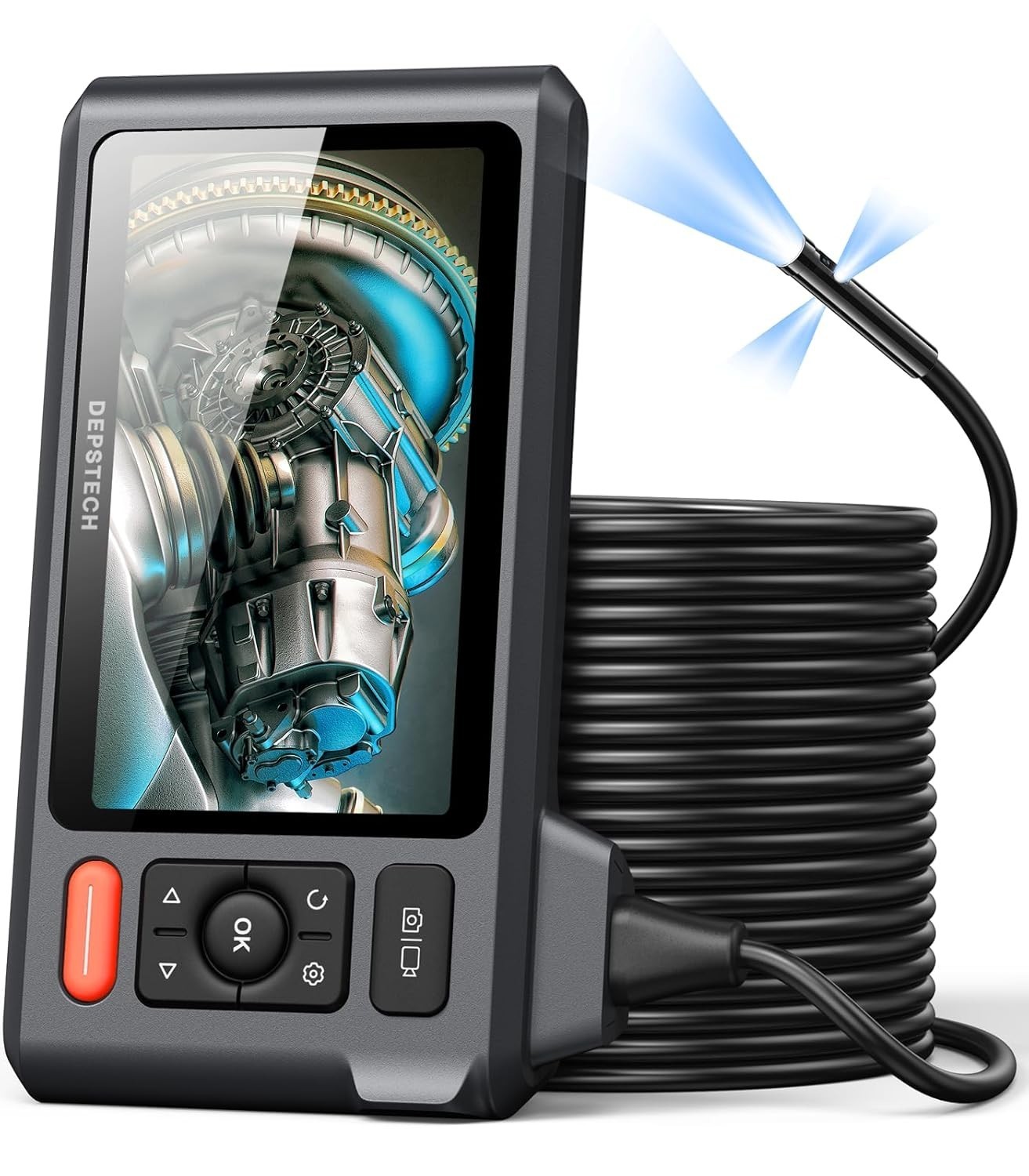 50FT Endoscope Camera with Light: Triple Lens 5″ IPS Screen Sewer Inspection …