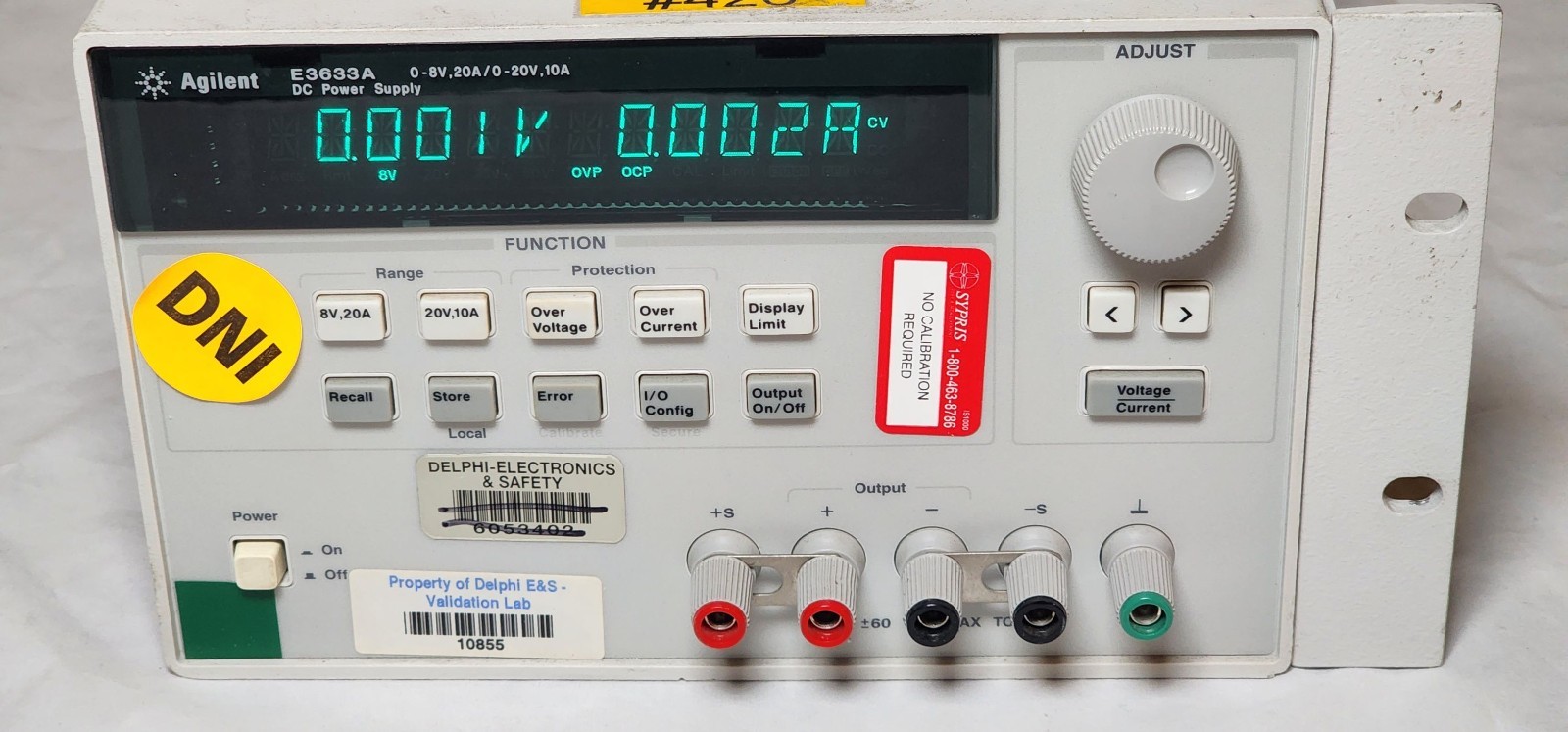 Agilent E3633A DC Power Supply 0-8V, 20A/0-20V, 10A HP Keysight 115V