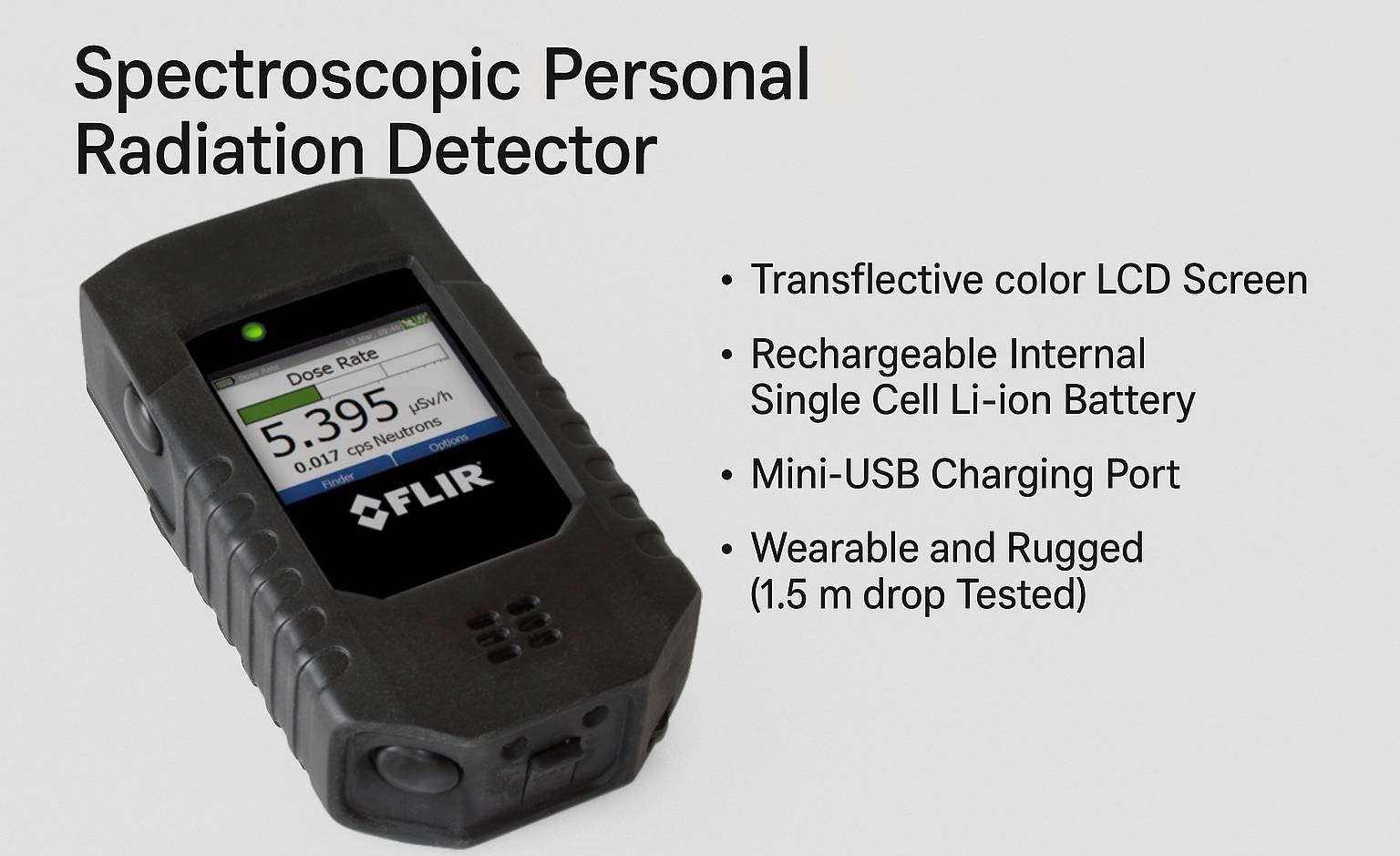 Flir identiFINDER Nanoraider R300 ZH-R Spectroscopic Radiation Detector Unlocked