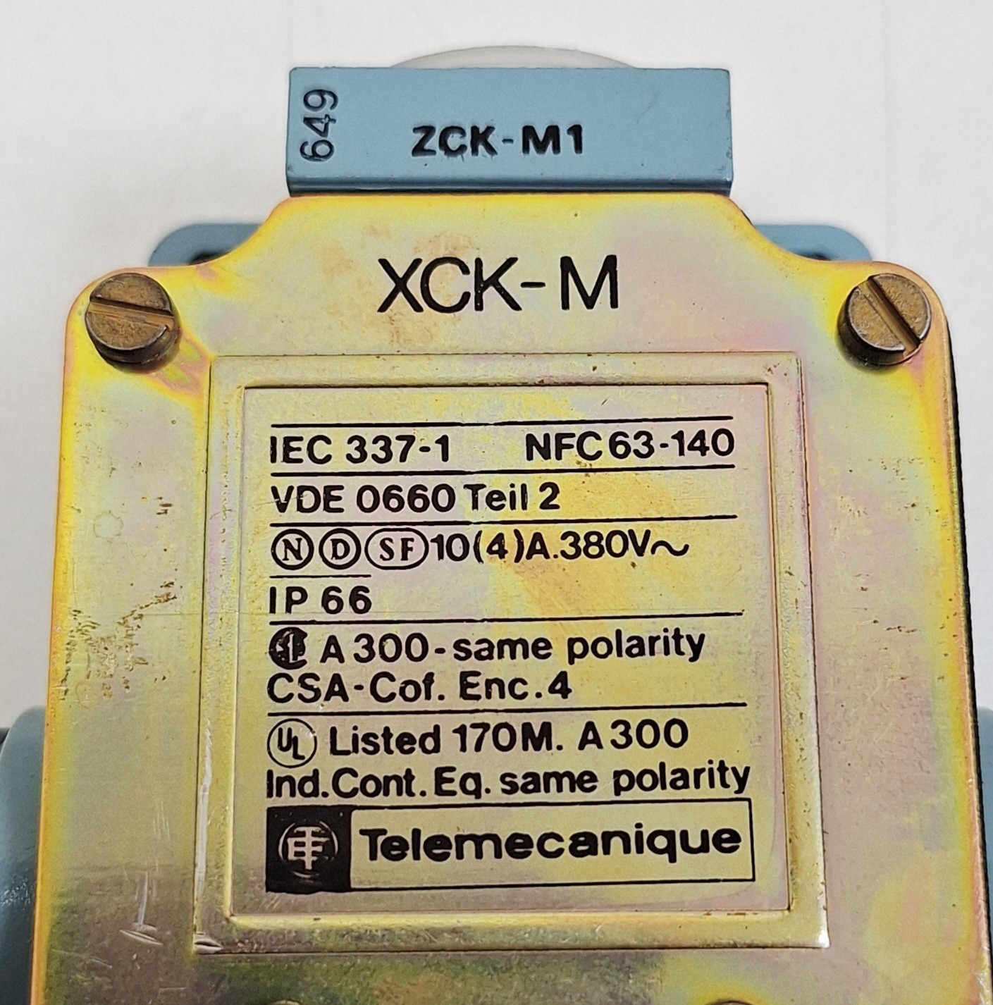 Telemecanique XCK-M / ZCK-M1 Limit Switch Head 380VAC 10(4)A