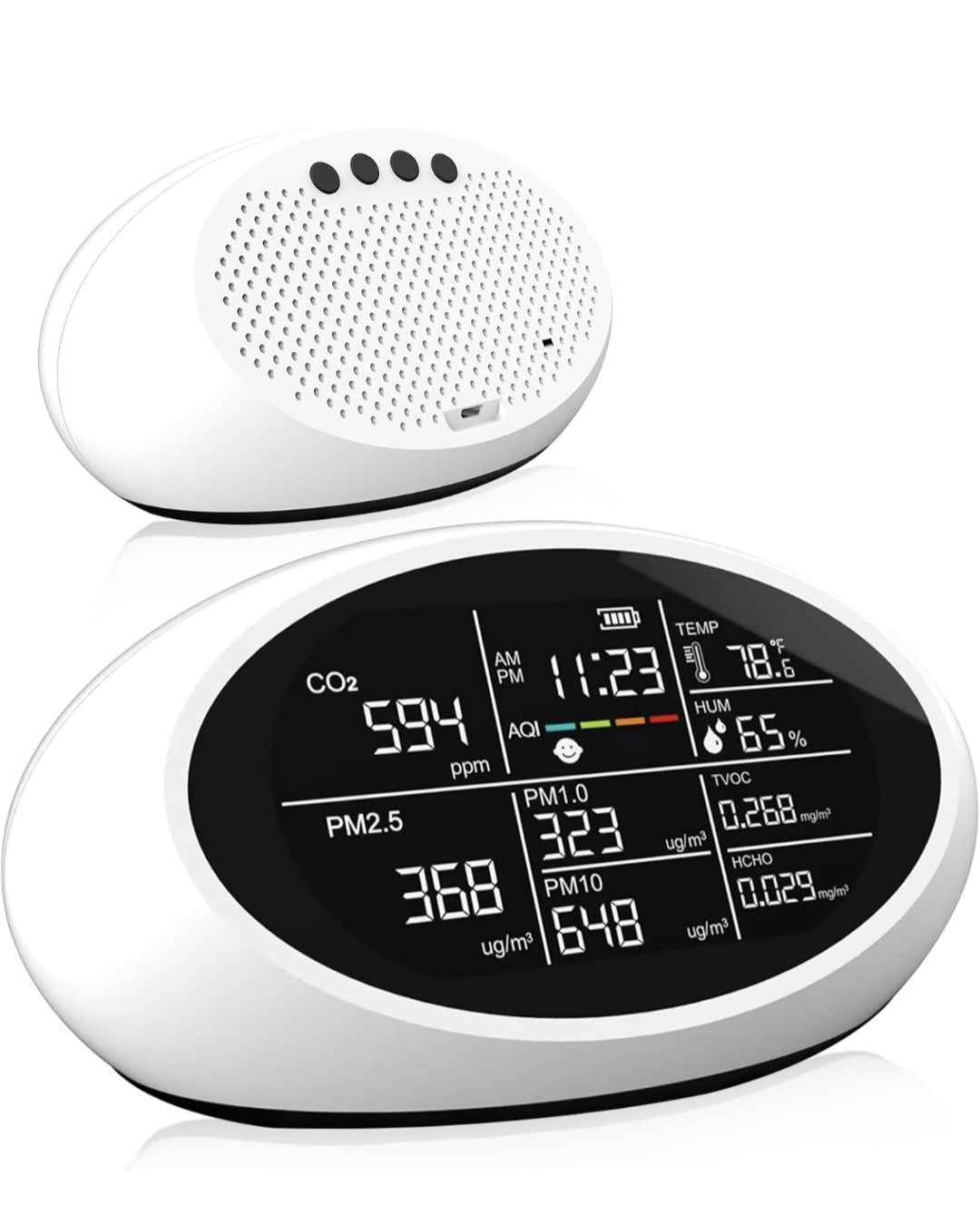 12 in 1 Air Quality Monitor Indoor- Portable Indoor Air Quality Meter for CO2, &