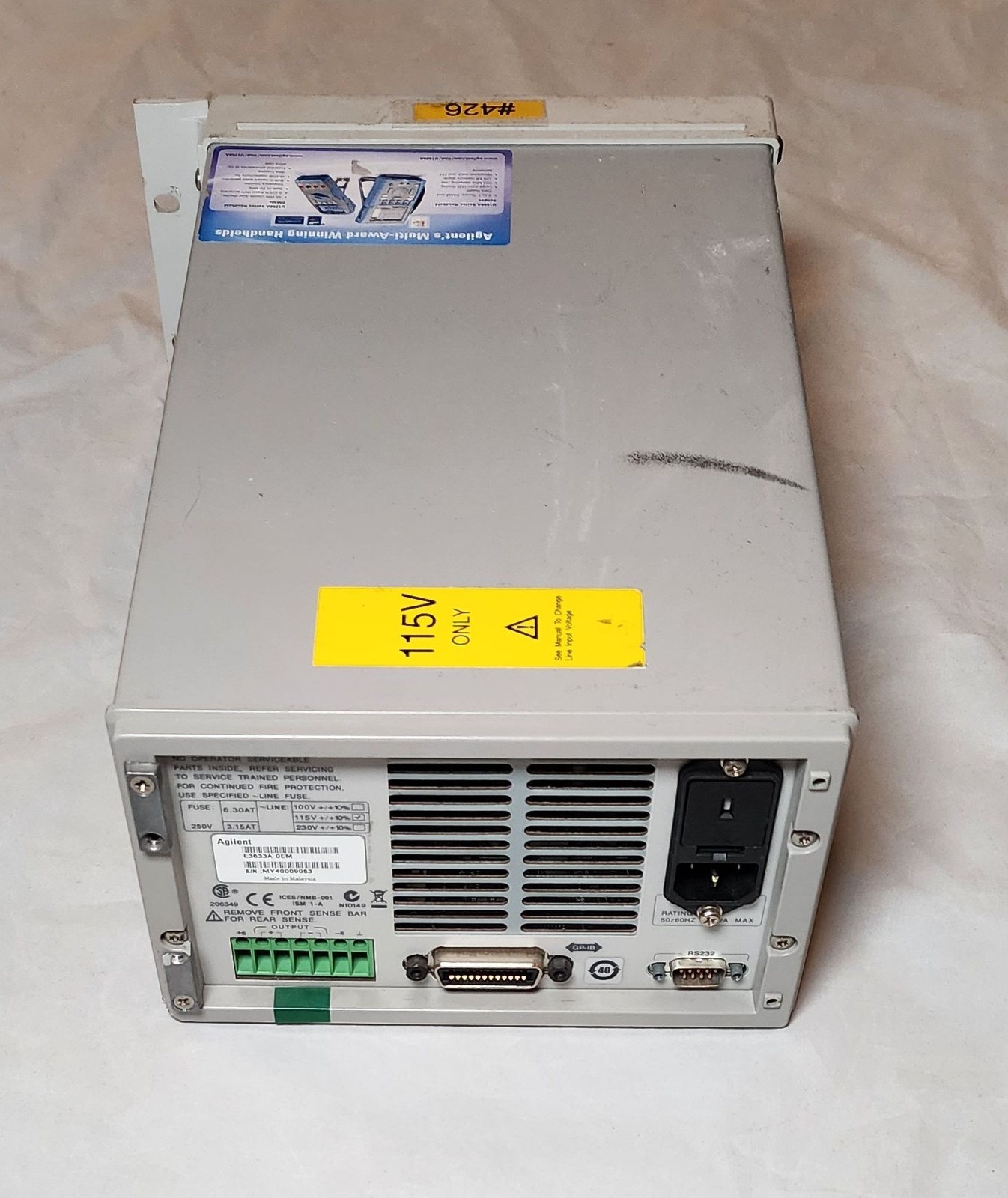Agilent E3633A DC Power Supply 0-8V, 20A/0-20V, 10A HP Keysight 115V