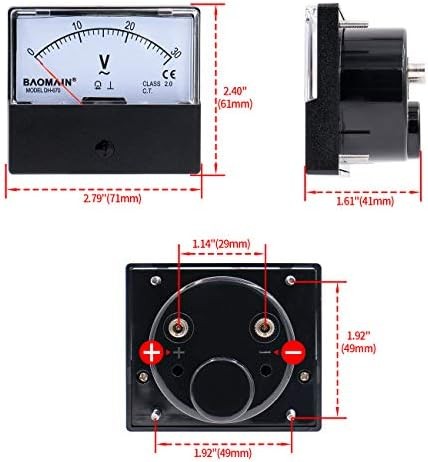 Baomain Voltmeter DH-670 AC 0-30V Rectangular Class 2.5 Analog Panel Volt Voltag