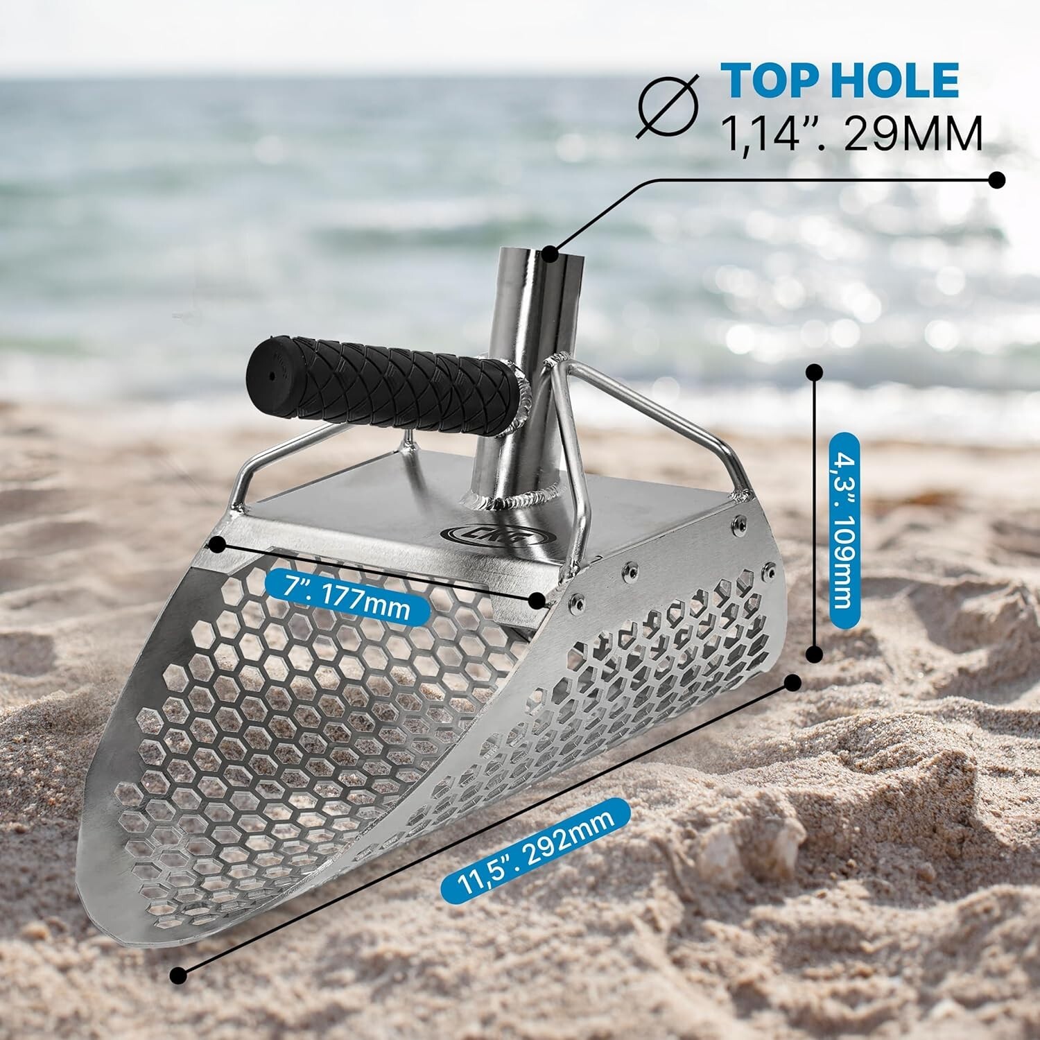 CKG Sand Scoop for Metal Detecting Sand Sifter Scoop Stainless Steel, 11×7 Model