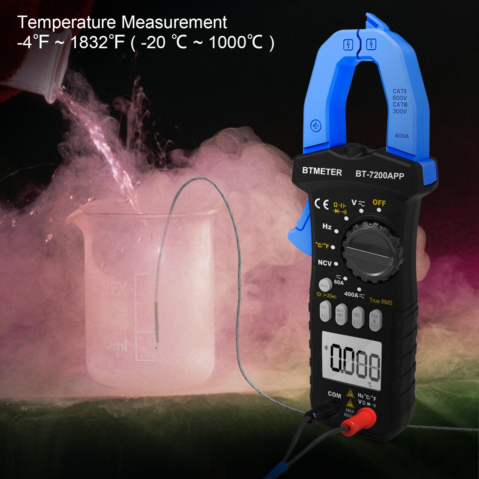 Clamp Meter TRMS 6000 Counts NCV Digital Clamp Multimeter DC AC Current Volt Amp