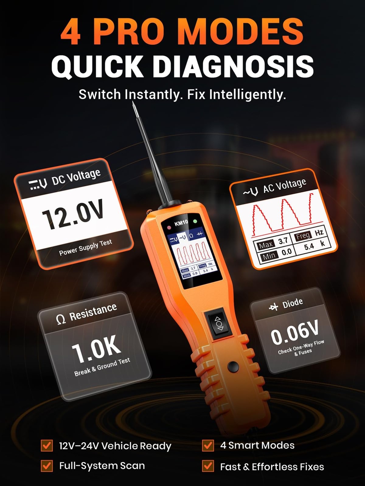KZYEE KM10 Power Circuit Probe Tester with Live Waveform Display & Component …