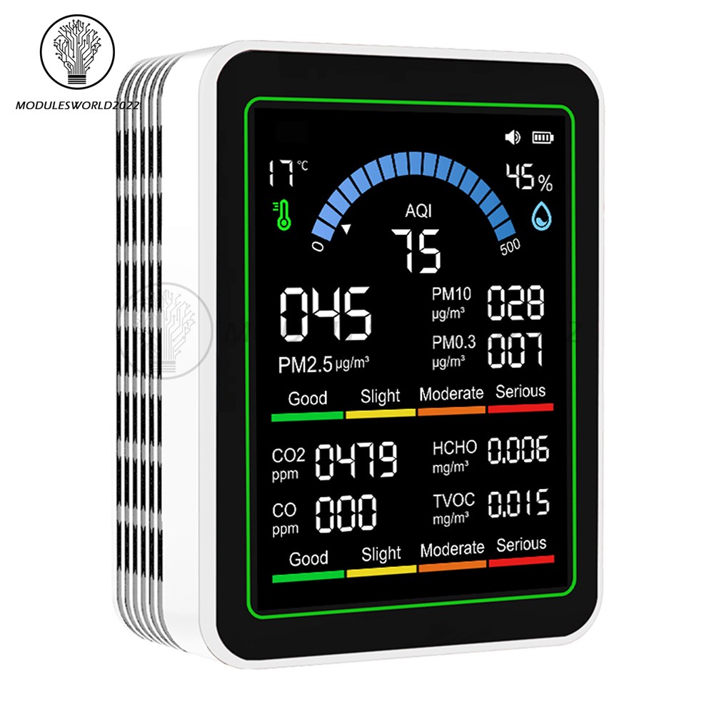 10-in-1 Air Quality Detector PM2.5 PM10 PM HCHO TVOC CO CO2 Formaldehyde Monitor
