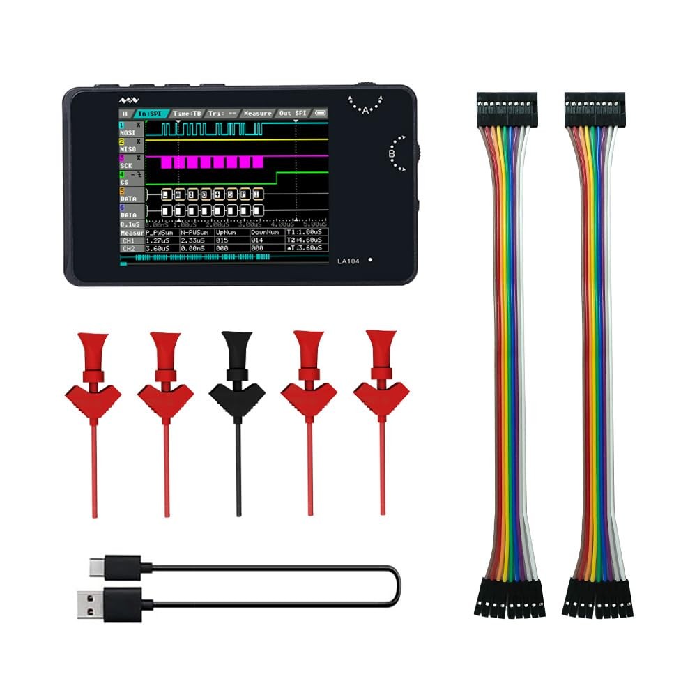 Pocket Logic Analyzer LA104, Portable Mini Size Handheld, Built-in Rechargeab…