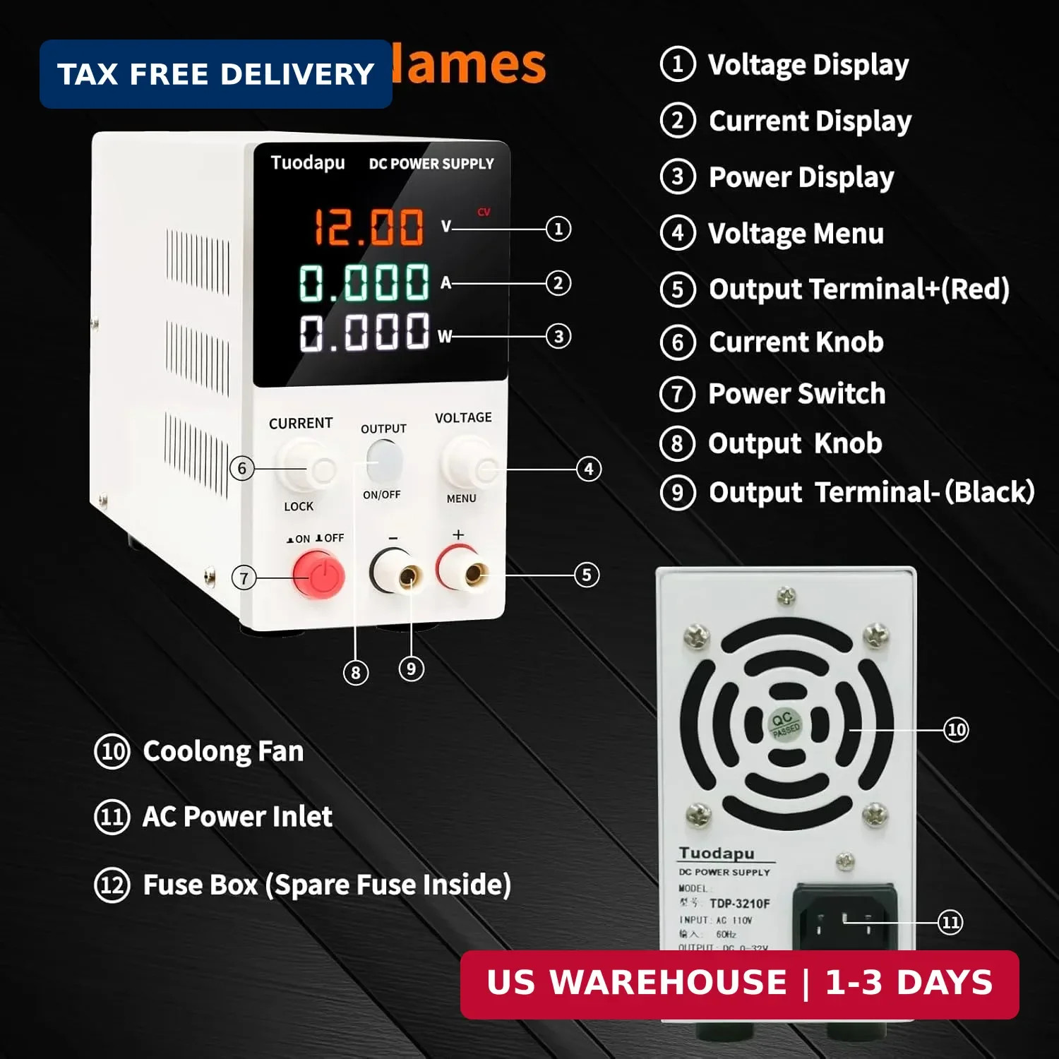 Adjustable DC Power Supply Variable Bench Regulated 20V Programmable 30A