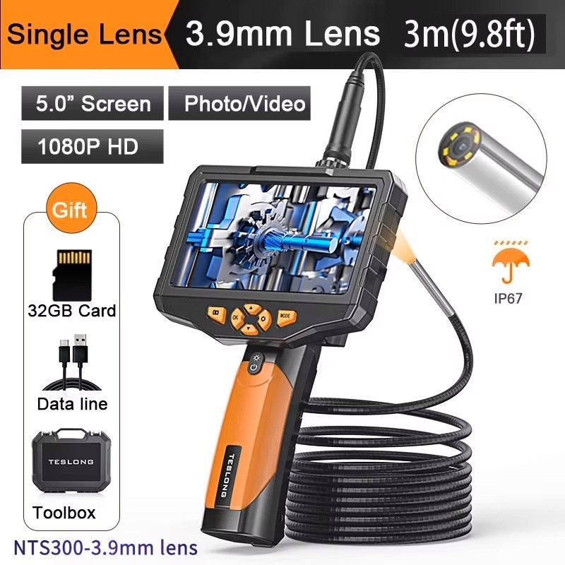 9.8ft Semi-Rigid wire3.9mm Lens Endoscope Industrial Inspection Borescope Camera