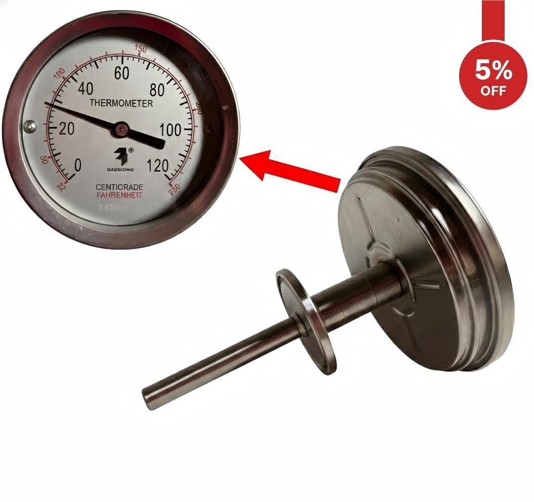 50.5mm Tri-Clamp Thermometer 304 Stainless Steel Temp. Range 0 – 120°C/32 – 250℉