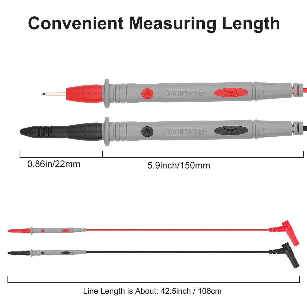 1000V 20A Soft Silicone Multimeter Test Leads for Digital Multimeters Voltmeters