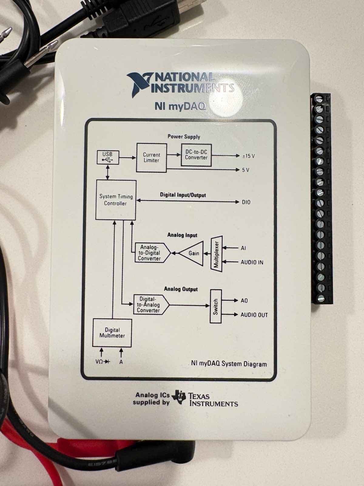National Instruments NI myDAQ Data Acquisition DAQ LabVIEW w/ Probes USB Disc