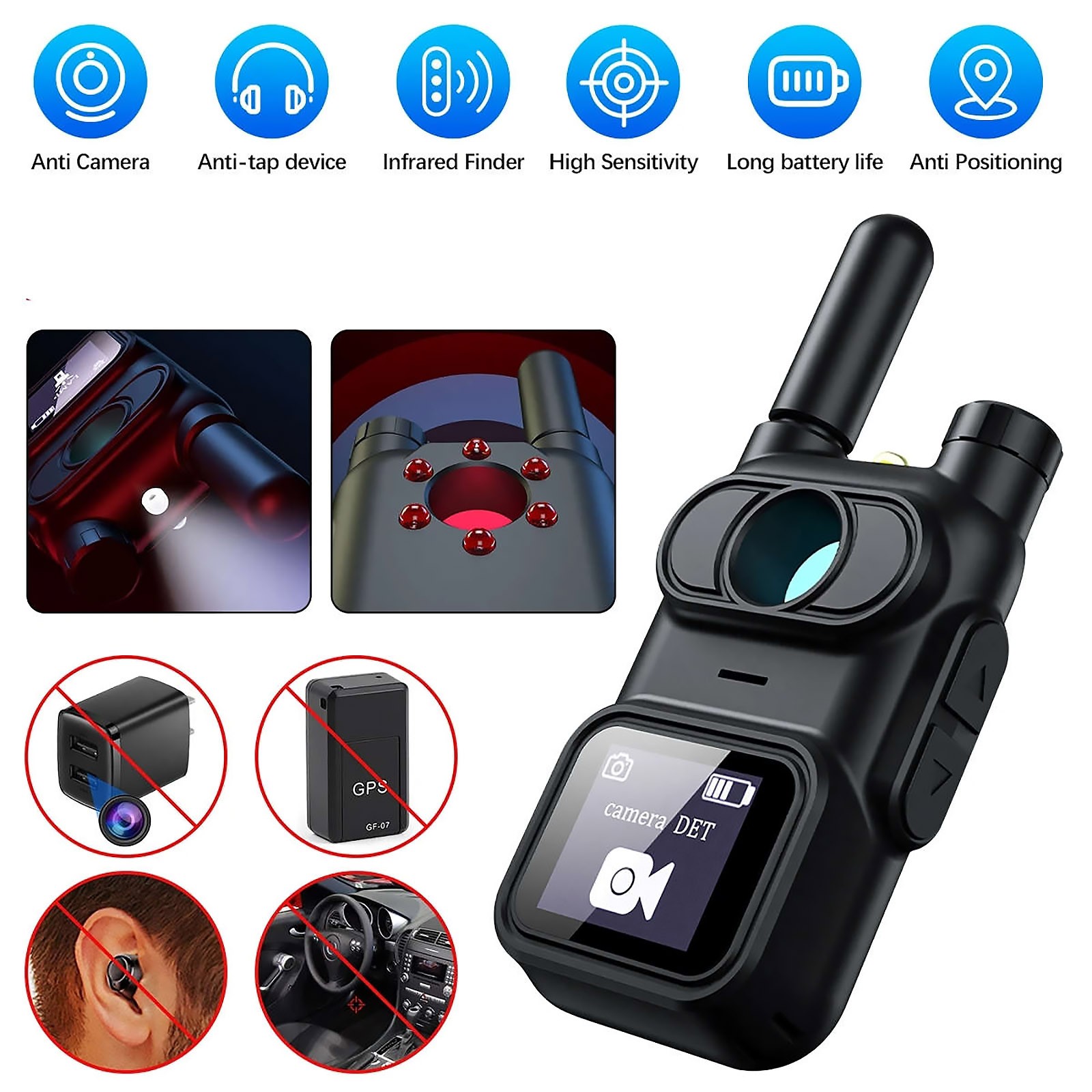 1PC PRO Handheld Infrared Detector Anti-Spy Device GPS Tracker Finder Scanner