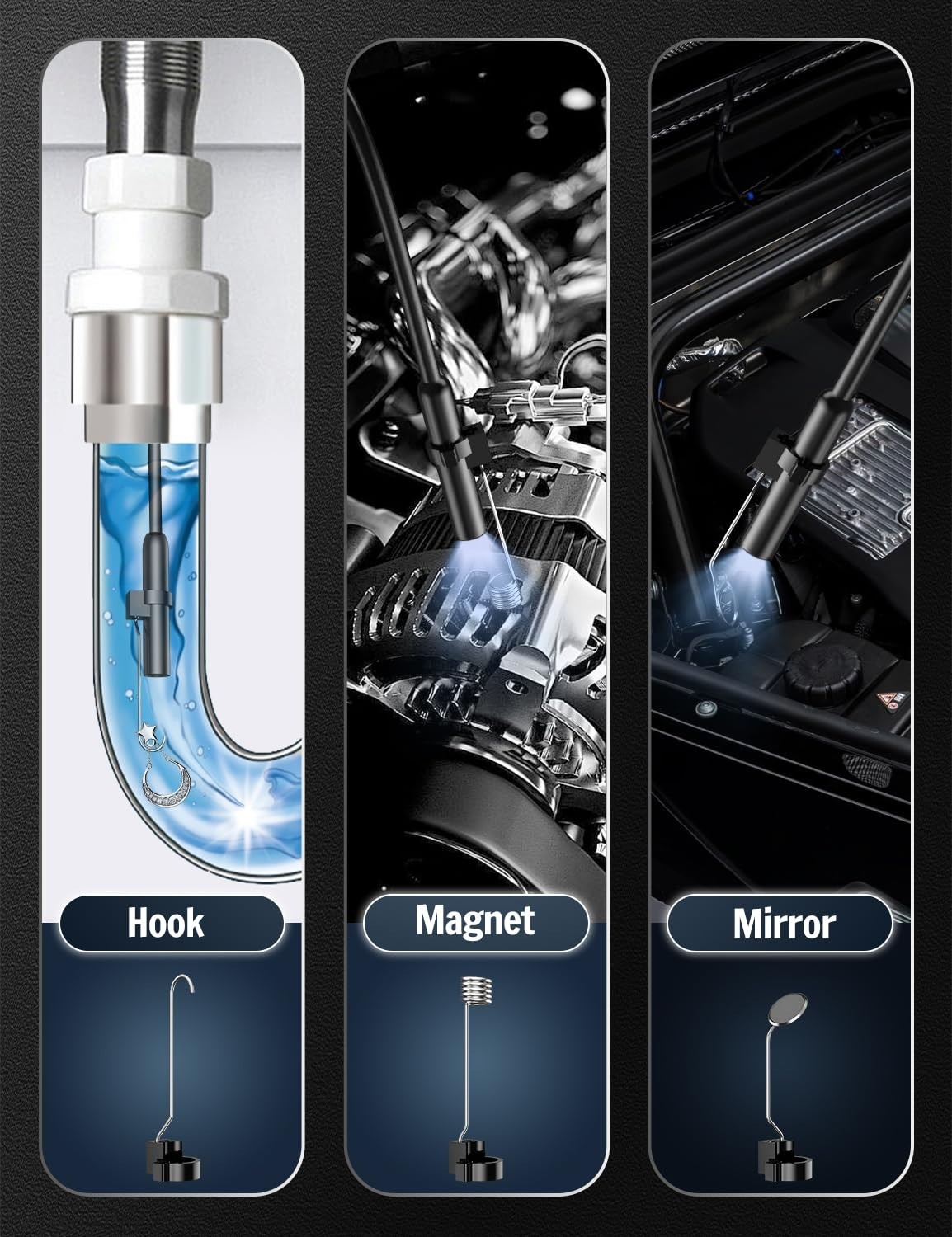 IRONSCOP™ 1920P HD Endoscope Camera, 16.4ft Semi-Rigid, IP67, iOS & Android