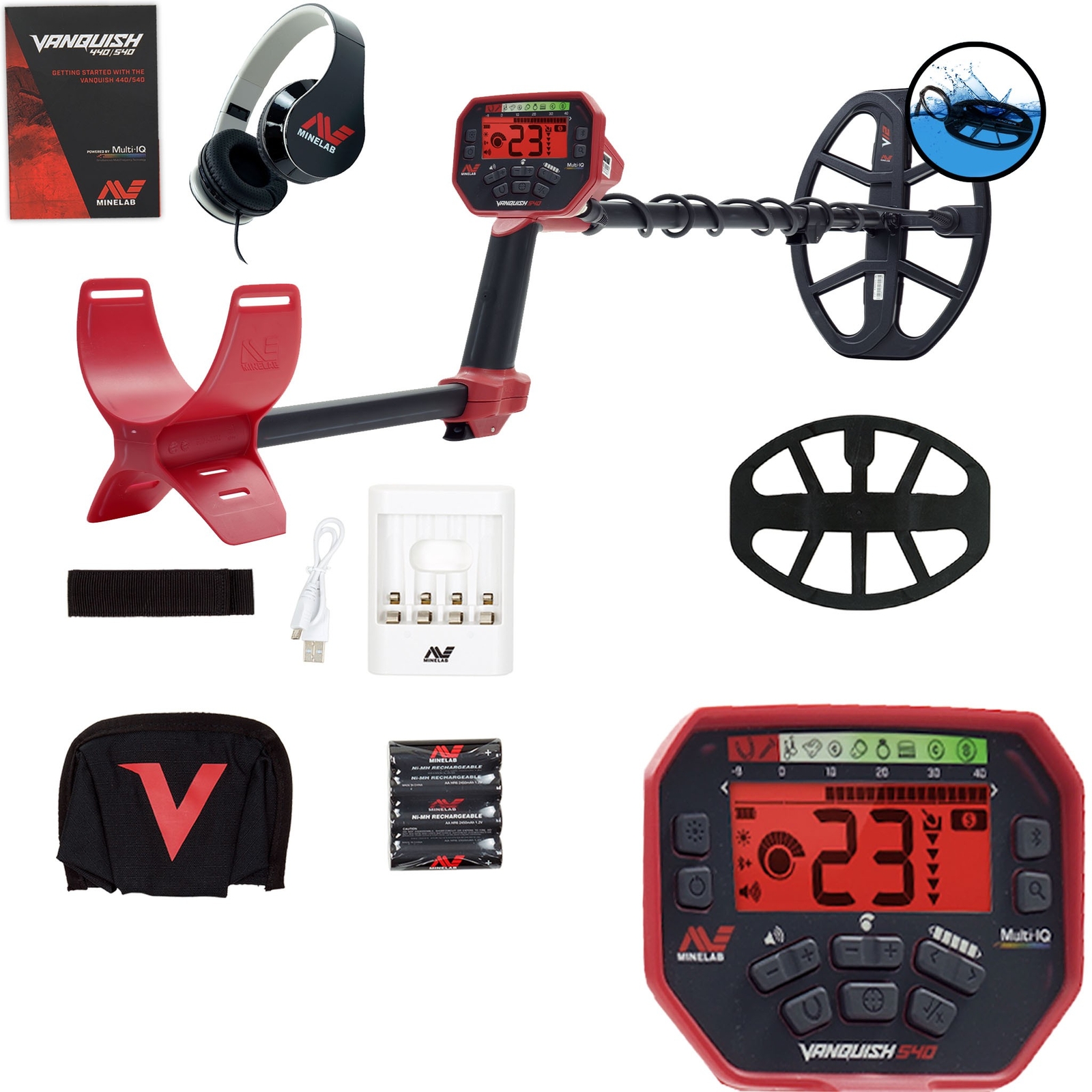 Minelab VANQUISH 540 Metal Detector with V12 12″ x 9″ Waterproof DD Coil