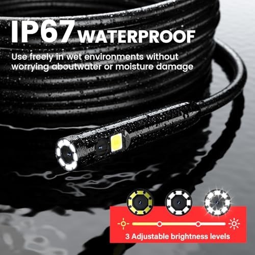 1080P Dual-Lens Endoscope Camera with Light – 16.4ft Waterproof Inspection Bores