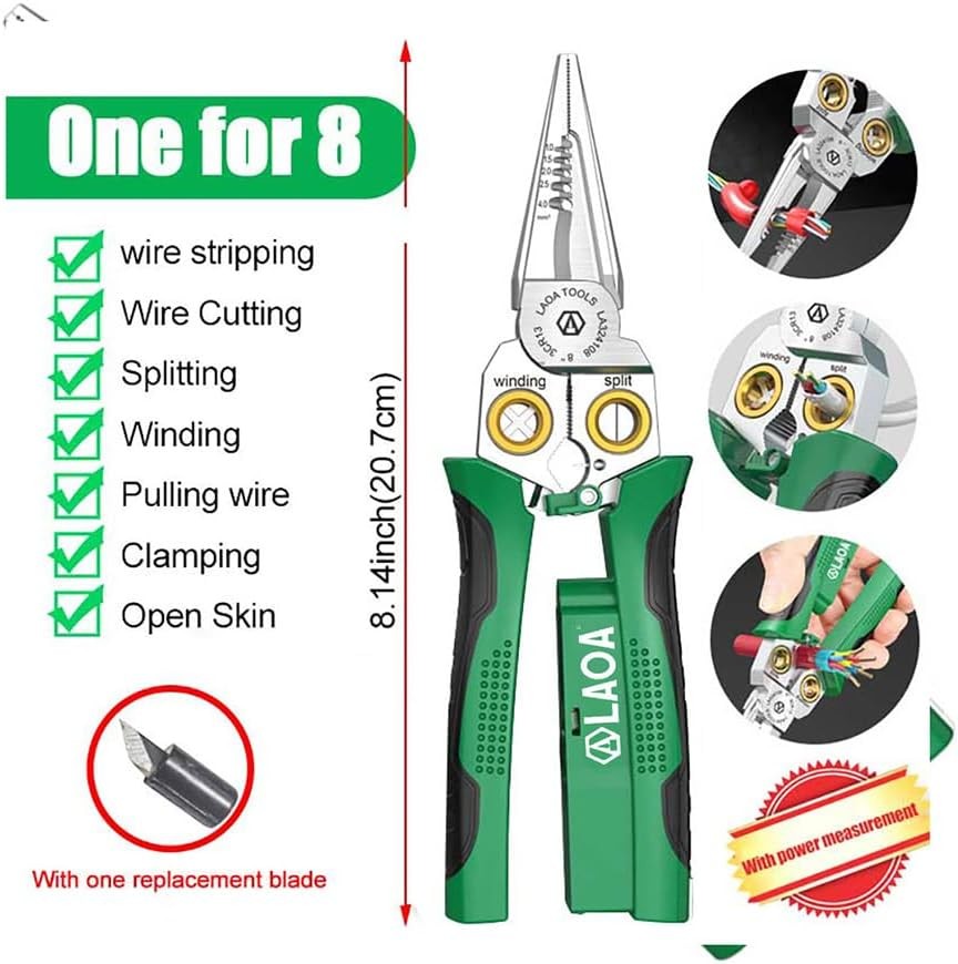 LAOA 8 in 1 Wire Stripper with Voltage Tester, Alarm & Flash Green