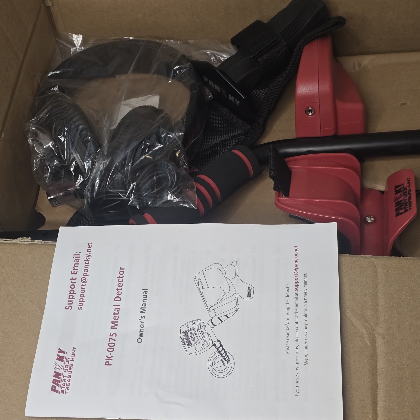 Pancky PK-0075 Red Black Corded Electric Professional Metal Detectors Outdoor