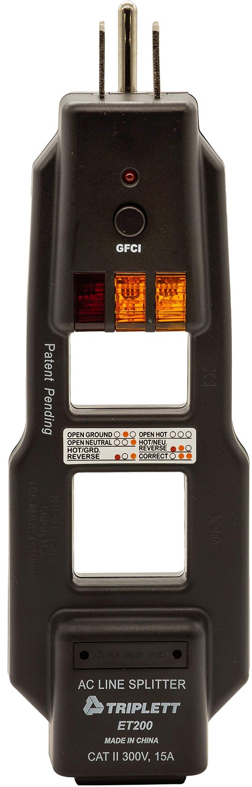 ET200 AC Line Splitter and GFCI Outlet/Receptacle Tester with 5 Visual Indica…