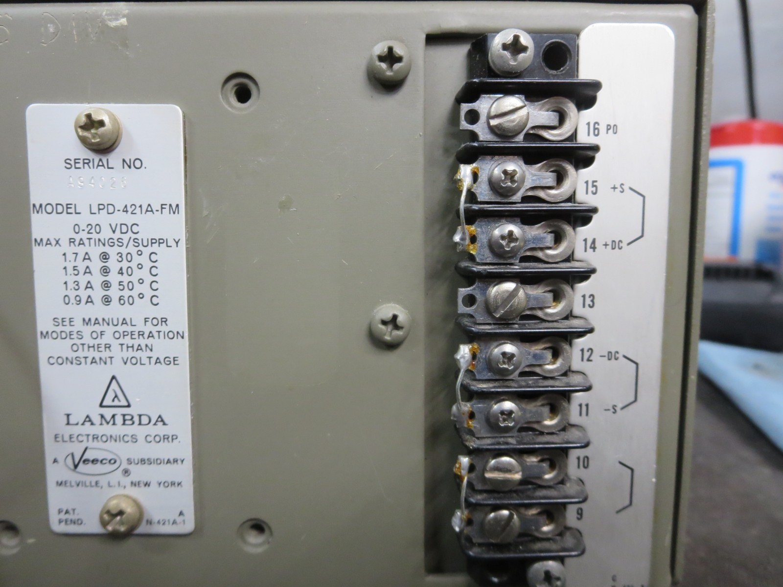 Lambda LPD-421A-FM DC PowerSupply Dual Adjustable Out:0-20V 1.7A See Pics Used