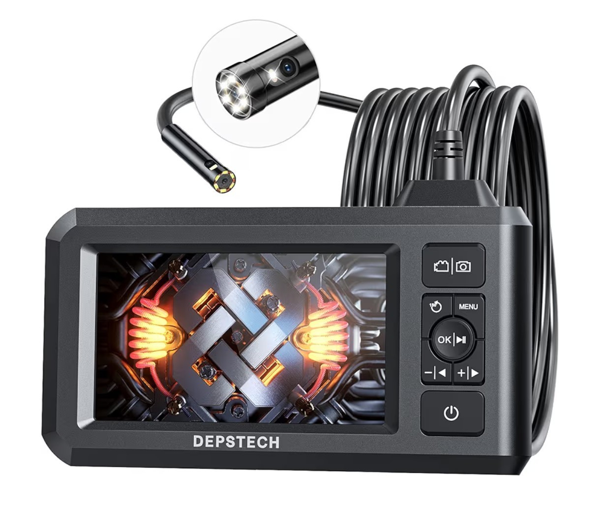 DEPSTECH Dual Lens Endoscope Camera, 1080P HD Digital Camera with Light, 4.3”