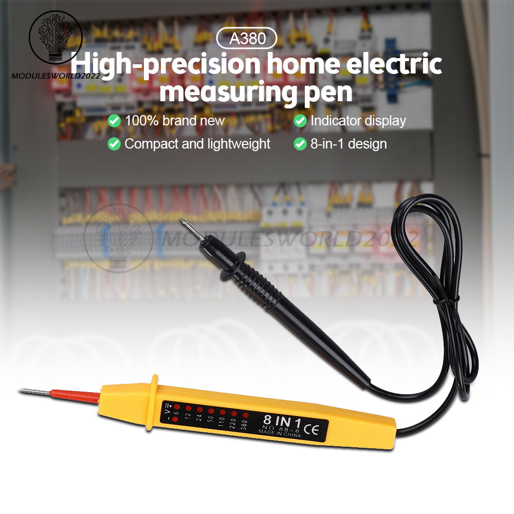 8-In-1 Car Electric Voltage Tester Detector A380 Polarity Test Pen AC DC 6V-380V