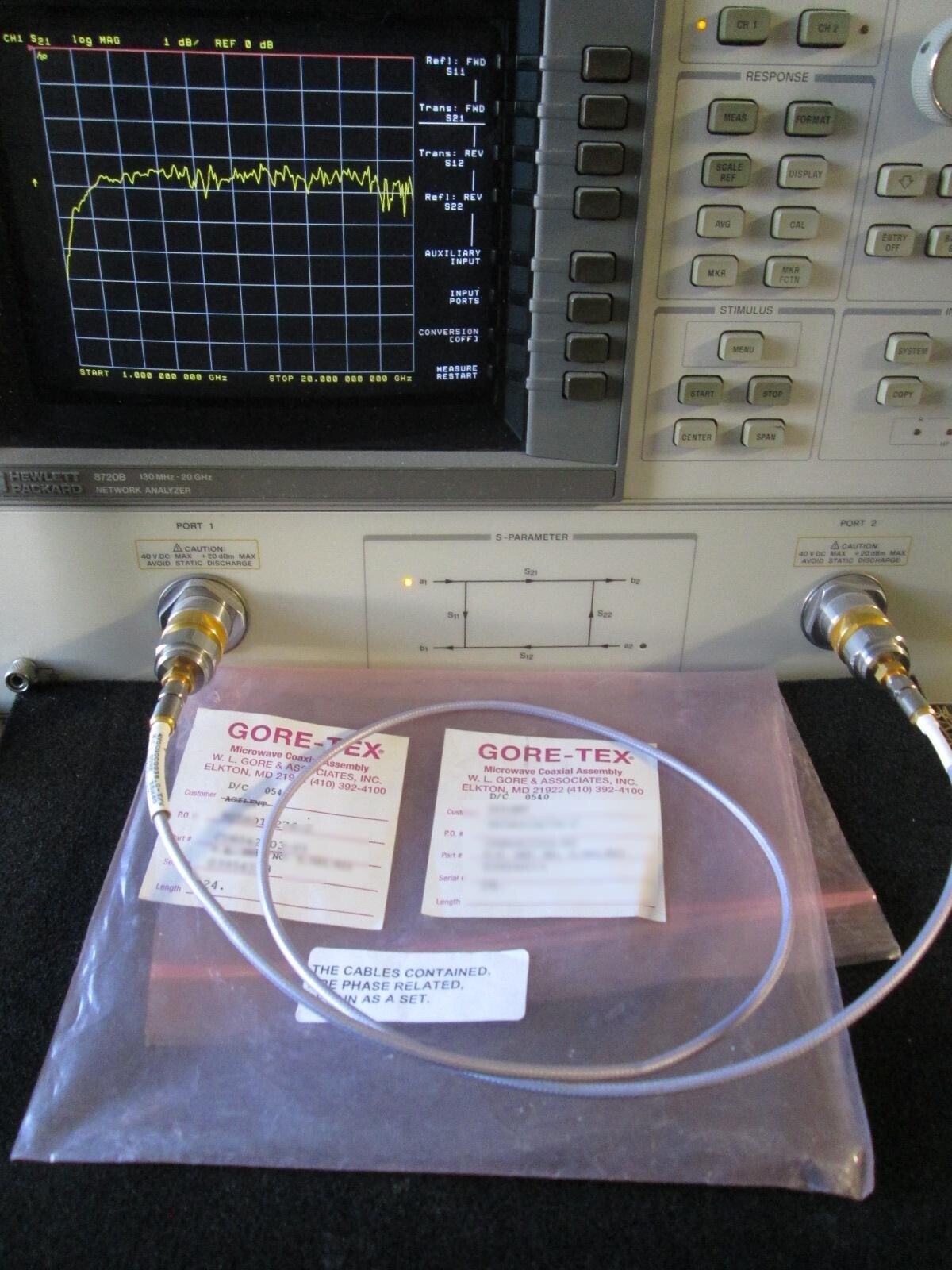 Microwave cable 20 GHz 3.5 mm Conn. M-M 36 inch TESTED Made in USA by W.L. Gore