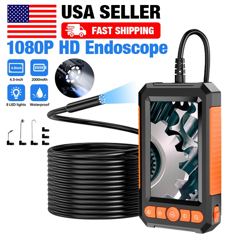 Industrial Endoscope Camera 1080P HD 4.3” Screen Borescope Inspection Camera US