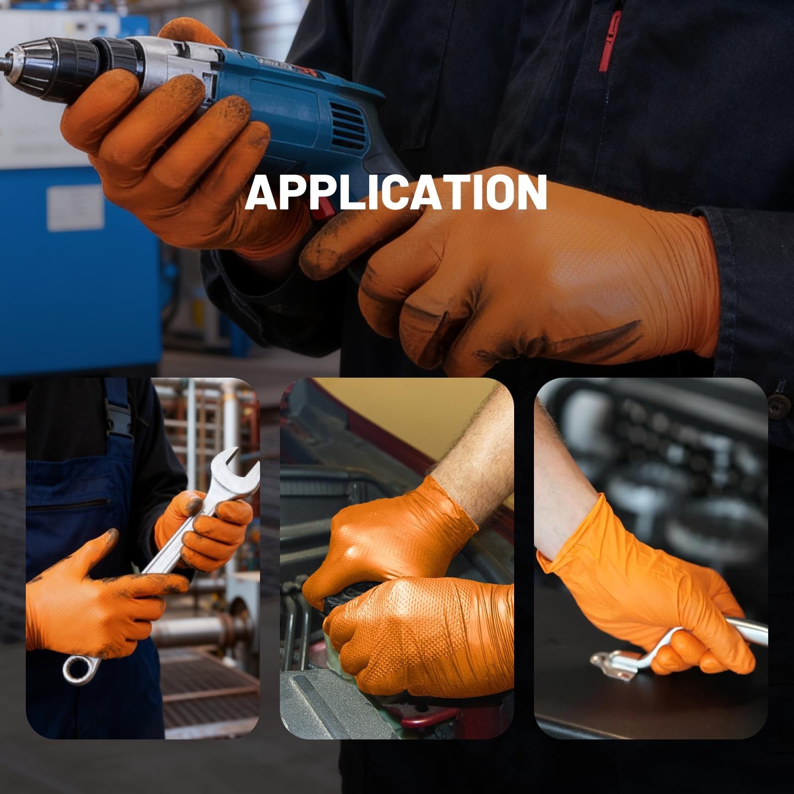 NORTHSKY Olympia Disposable Nitrile Gloves, 6 mil, Diamond, Black or Orange 1…