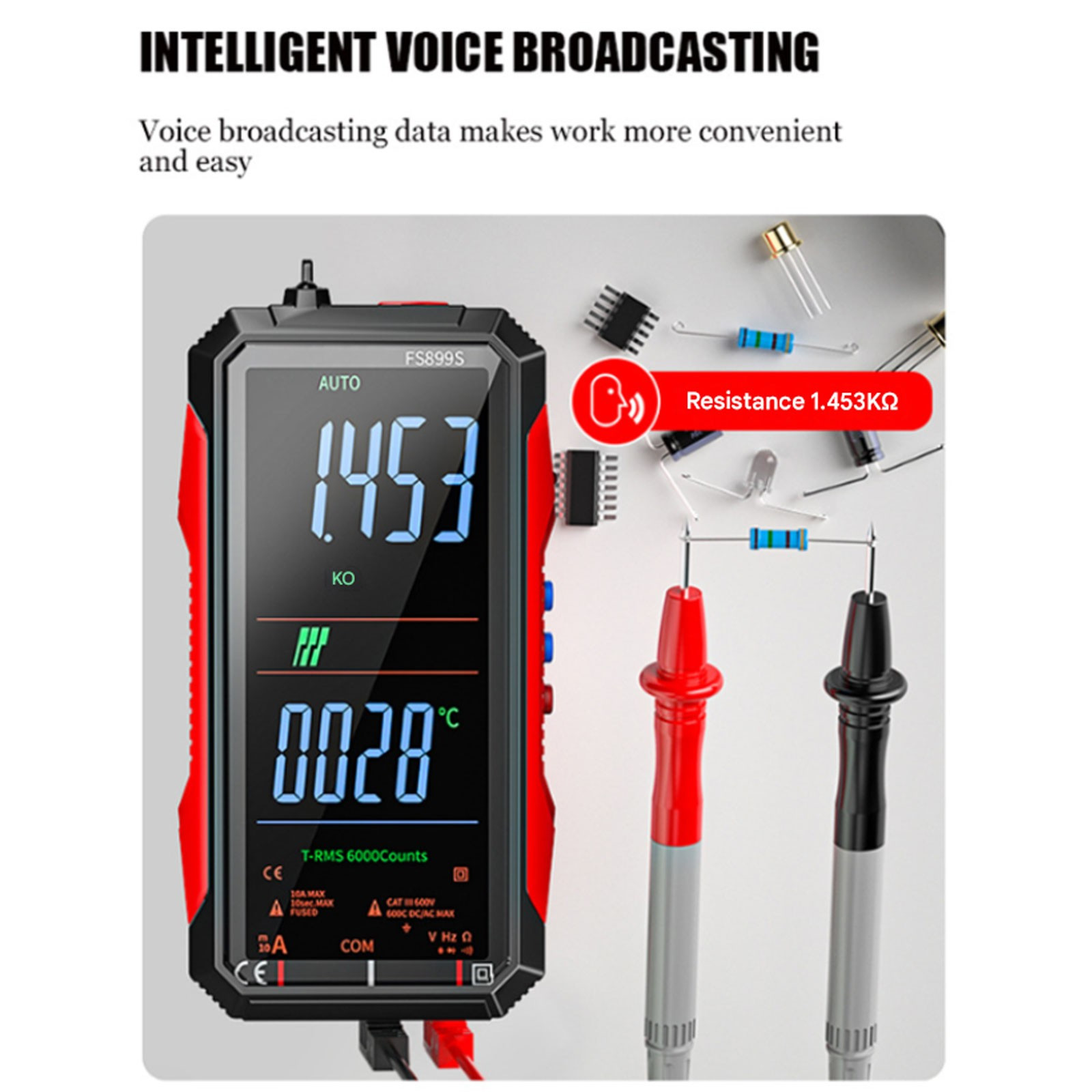 USB Rechargeable Digital Multimeter for Electrical Testing With Storage Case New