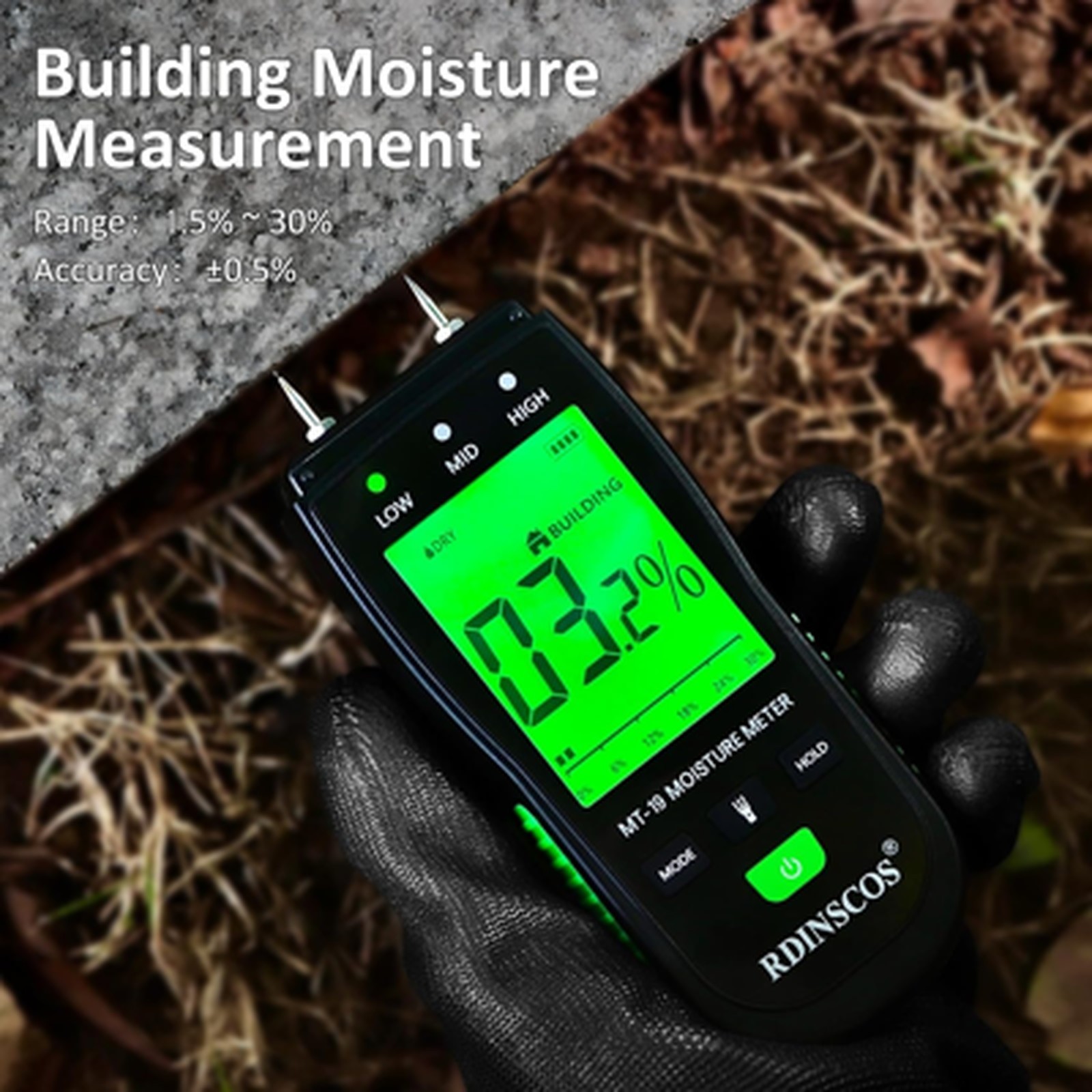 Digital Wood Moisture Meter for Firewood Lumber Walls Floor Humidity Tester with